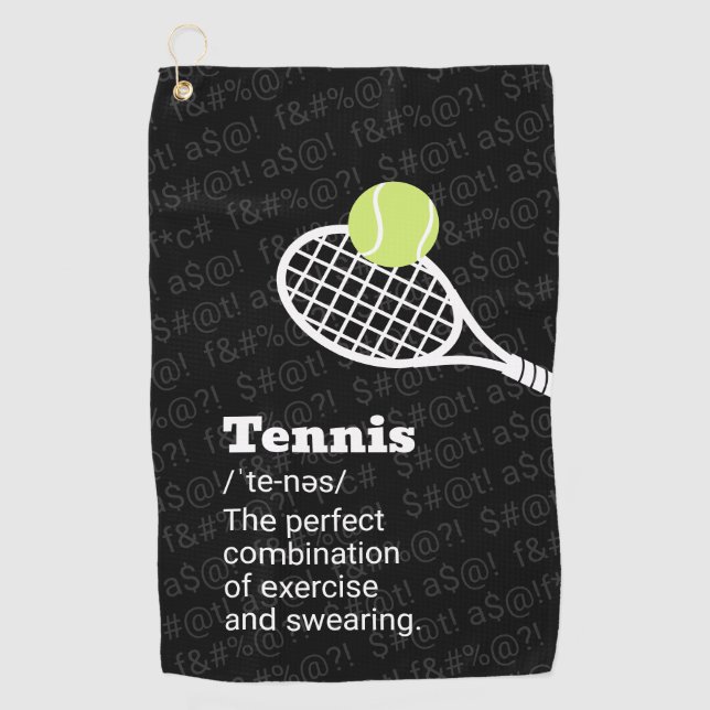 Tennisdefinition Swearing lustiges Clip-on-Handtuc Golfhandtuch (Vorderseite)