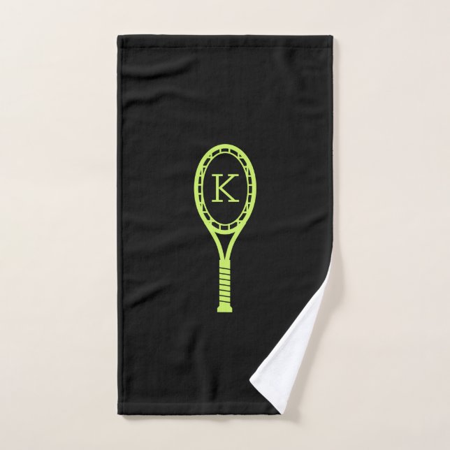 Tennisdesign Modernes Personalisiertes Erstschwarz Handtuch (Handtuch)