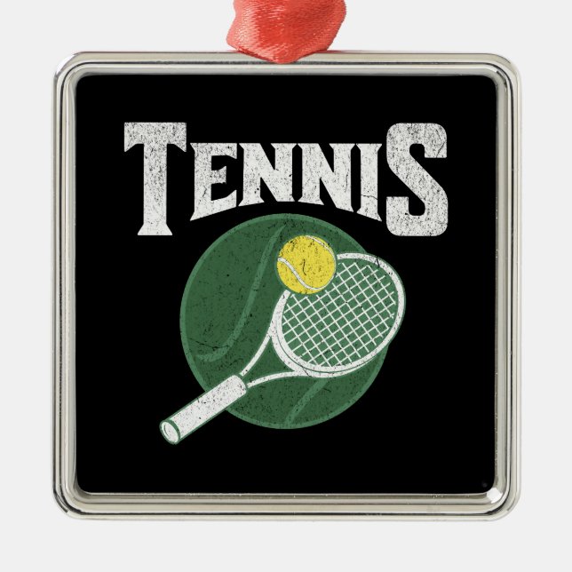 Tennisdesign Ornament Aus Metall (Vorne)