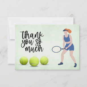 Tennisfrau mit Tennisball Dankeskarte