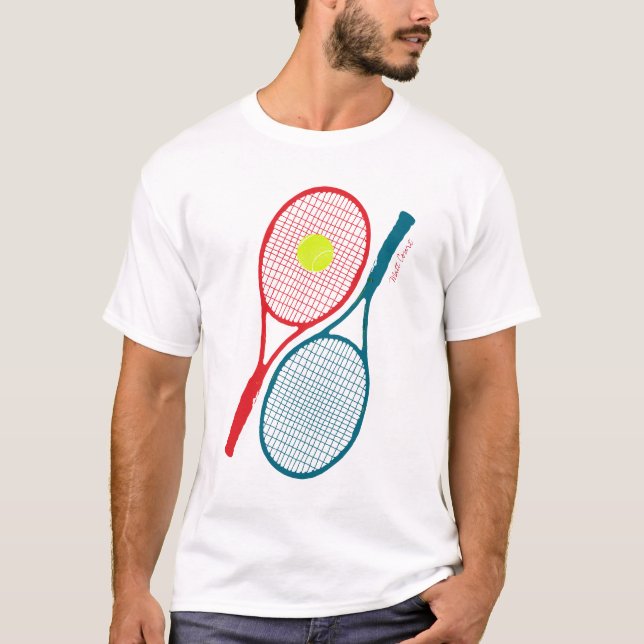 Tennisfreunde personalisiert / Tennisspieler T-Shirt (Vorderseite)