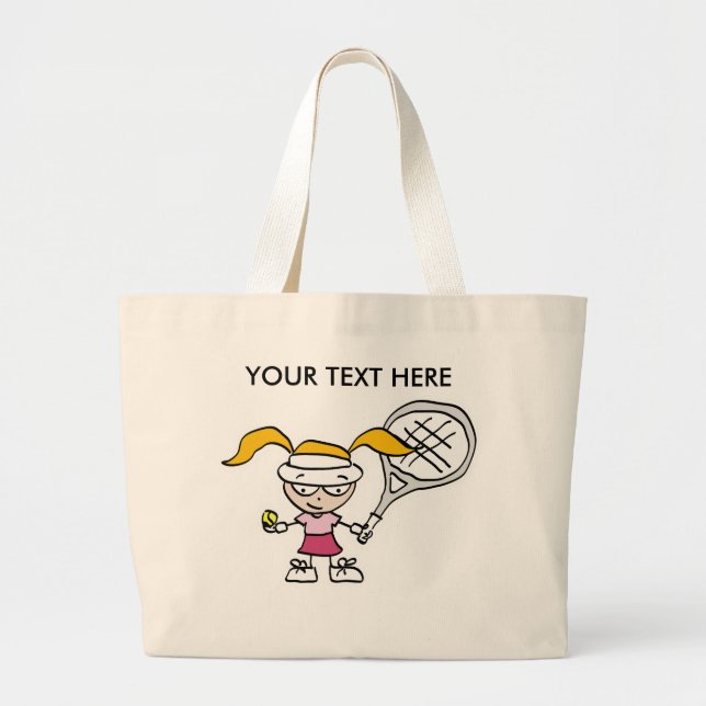 Tennisgeschenke und Karten mit niedlichem Cartoon Jumbo Stoffbeutel (Vorne)
