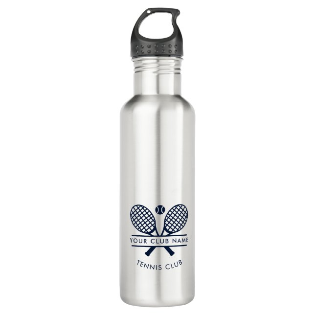 Tennisklub Name Navy Blue Member Achtung kundenspe Edelstahlflasche (Vorderseite)