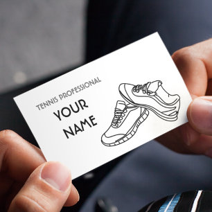 Tennislehrer Einfach Minimalistisch Schwarz-weiß Visitenkarte