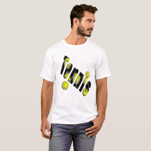 Tennislogos und Gelbkugeln, T-Shirt