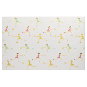 Tennismädchen mit Schläger und Ball Stoff