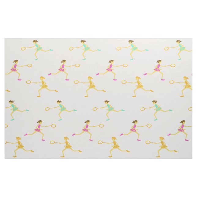 Tennismädchen mit Schläger und Ball Stoff (Fat Quarter (45,7 x 55,9 cm))