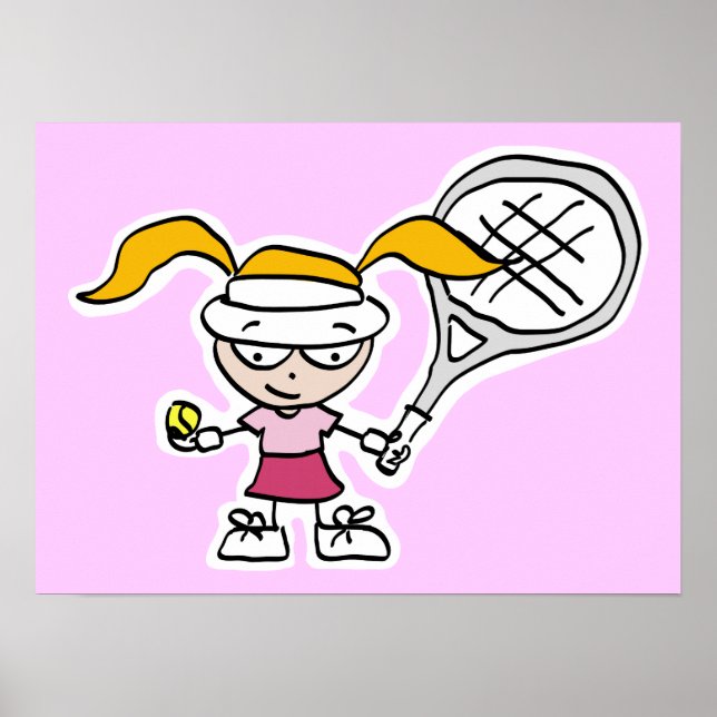 Tennisplakat mit Cartoon für Tennisspieler Poster (Vorne)