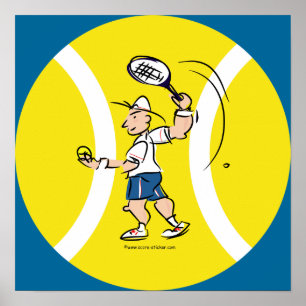 Tennisplakat mit Cartoon und Gelbball Poster