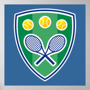 Tennisplakat mit Tennisschläger-Emblem Poster
