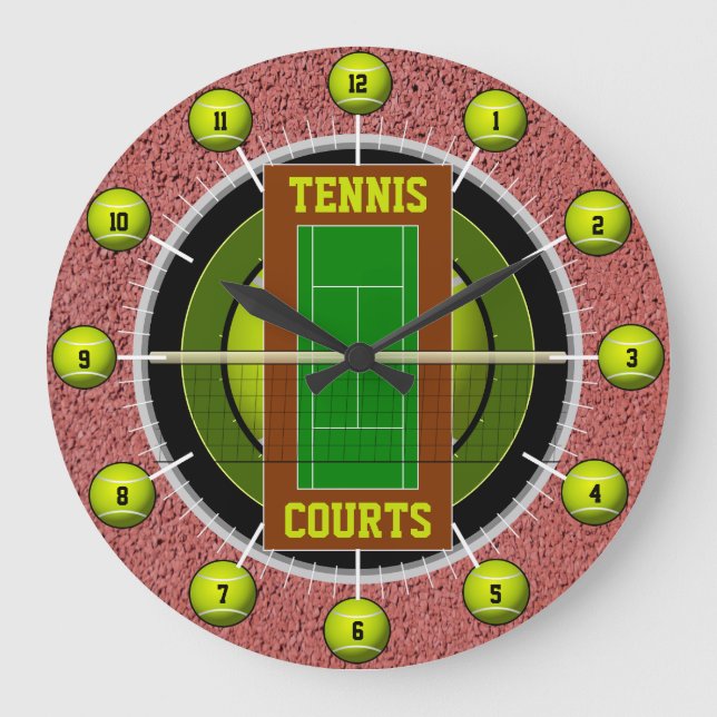 Tennisplatz Große Wanduhr (Vorderseite)