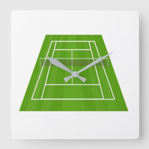 Tennisplatz Quadratische Wanduhr