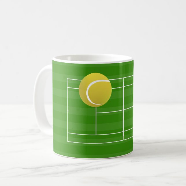 Tennisplatz & TENNIS Ball Postage Kaffeetasse (Vorderseite Links)