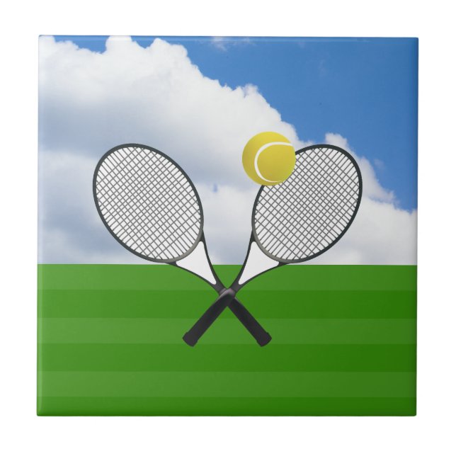 Tennisplatz & TENNIS RACKETS Fliese (Vorderseite)
