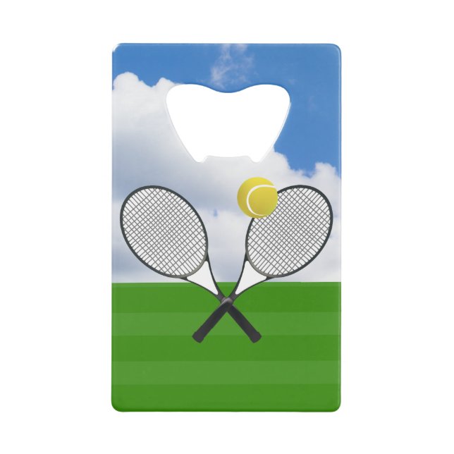 Tennisplatz & TENNIS RACKETS Kreditkartenflaschenöffner (Vorderseite)