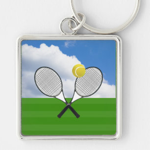 Tennisplatz & TENNIS RACKETS Schlüsselanhänger