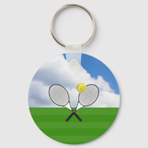 Tennisplatz & TENNIS RACKETS Schlüsselanhänger