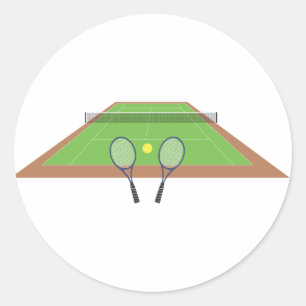 Tennisplatz-und Schläger-Aufkleber Runder Aufkleber