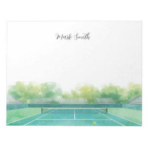 Tennisplatz-Wasserfarbe Notizblock