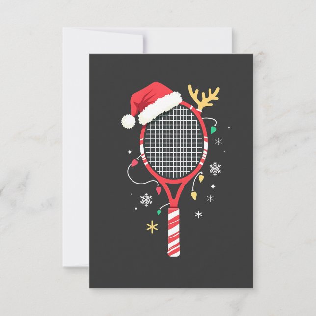 Tennissattel mit Weihnachtsmannmütze und Weihnacht Dankeskarte (Vorderseite)