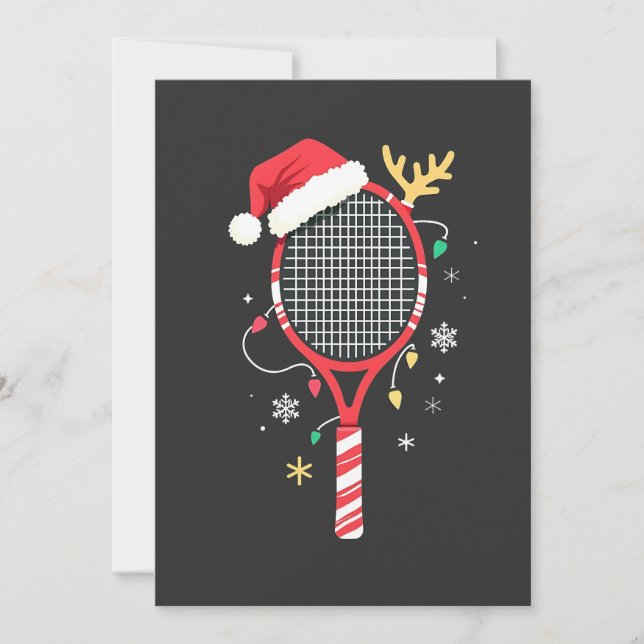Tennissattel mit Weihnachtsmannmütze und Weihnacht Einladung (Vorderseite)