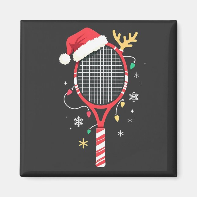 Tennissattel mit Weihnachtsmannmütze und Weihnacht Magnet (Vorne)