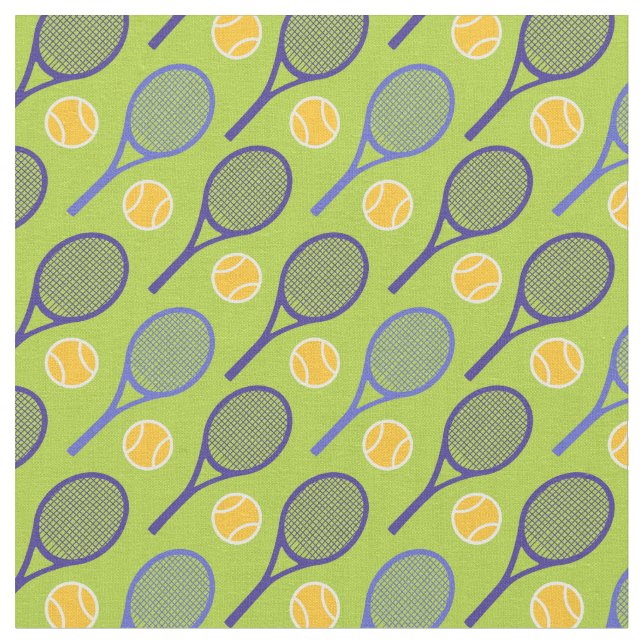 💚 🤩 🎾 Tennisschläger auf Grün (kleine Fliesen) Stoff (Nahaufnahme)