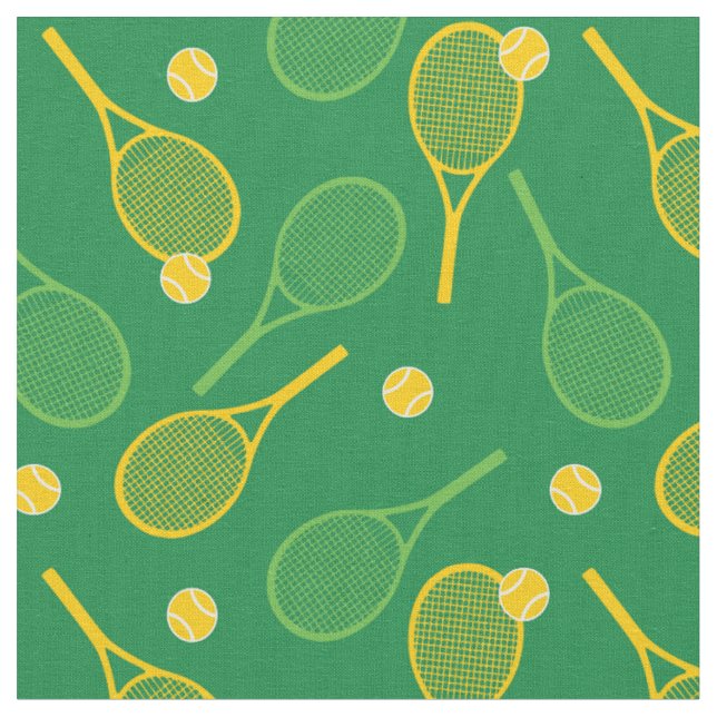 Tennisschläger auf grünem Hintergrund Stoff (Nahaufnahme)