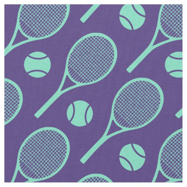 Tennisschläger auf Marineblau Stoff (Nahaufnahme)