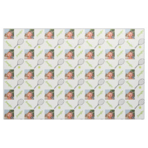 Tennisschläger, Ballname und Foto personalisiert Stoff