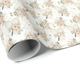 Tennisschläger mit floral  geschenkpapier