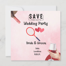 Tennisschläger mit Liebe für Hochzeiten Einladung