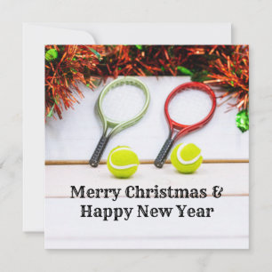 Tennisschläger mit Weihnachtsdekoration