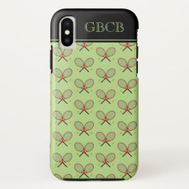 Tennisschläger Muster angepasste Initialen grün Case-Mate iPhone Hülle