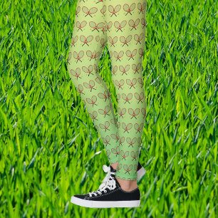 Tennisschläger-Muster grün gelb sportlich Leggings