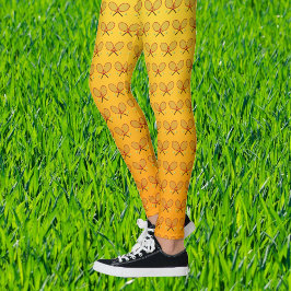 Tennisschläger-Muster orange gelb sportlich Leggings