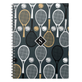 Tennisschläger Personalisiert Monogramm Sport Name Notizblock