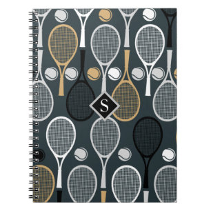 Tennisschläger Personalisiert Monogramm Sport Name Notizblock