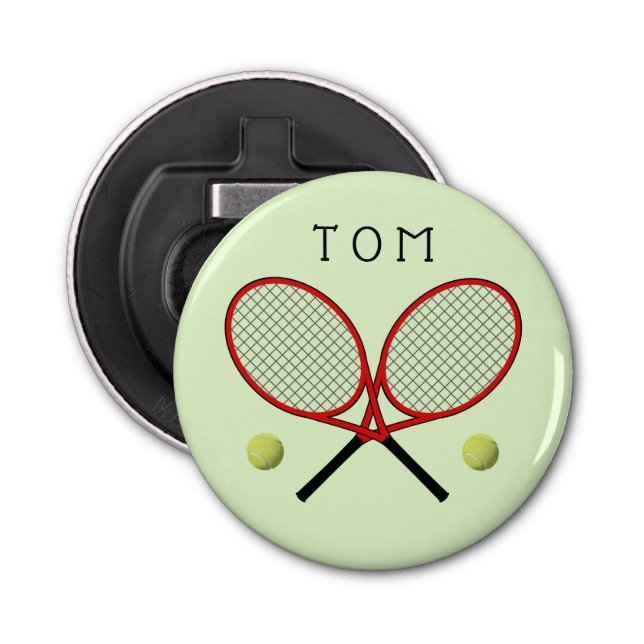 Tennisschläger personalisiertes Grün Flaschenöffner (Vorderseite)