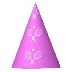 Tennisschläger Tief rosa Hintergrund Partyhütchen