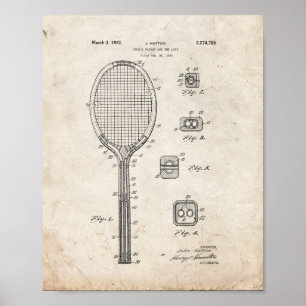 Tennisschläger und Ähnliches Patent - Altes Ausseh Poster