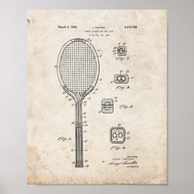 Tennisschläger und Ähnliches Patent - Altes Ausseh Poster (Vorne)