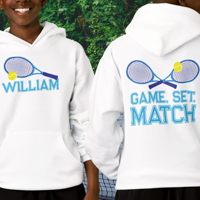 Tennisschläger und Ball-Blau-Zyan-Grafik Hoodie (Von Creator hochgeladen)