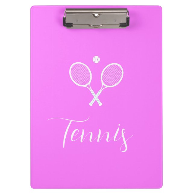 Tennisschläger und Ball Deep Pink Klemmbrett (Vorderseite)