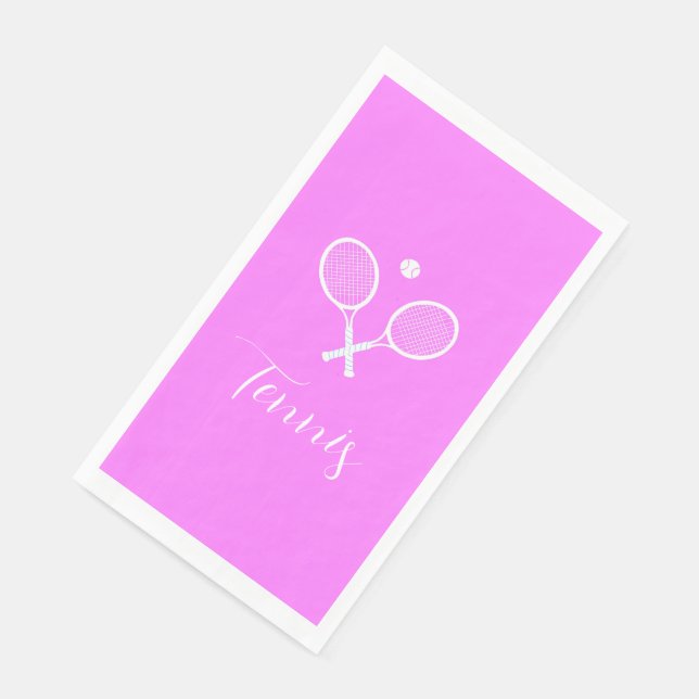 Tennisschläger und Ball Deep Pink Serviette (Ecke)