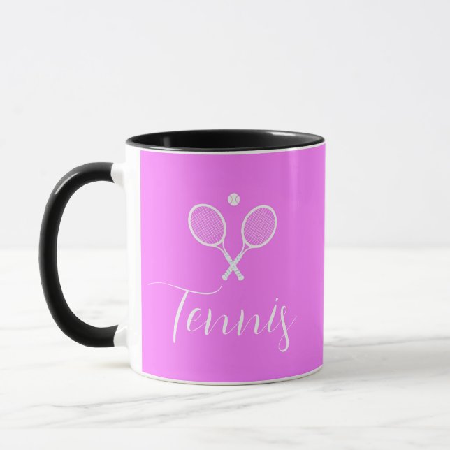 Tennisschläger und Ball Deep Pink Tasse (Links)