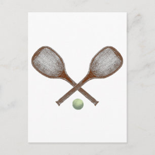 Tennisschläger und Ball im Vintage-Stil Postkarte