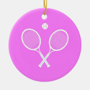 Tennisschläger und Ball Keramik Ornament