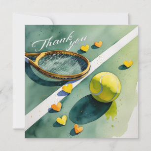Tennisschläger und Ball mit Liebe Dankeskarte