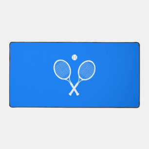 Tennisschläger und Ball Party Blue Schreibtischunterlage